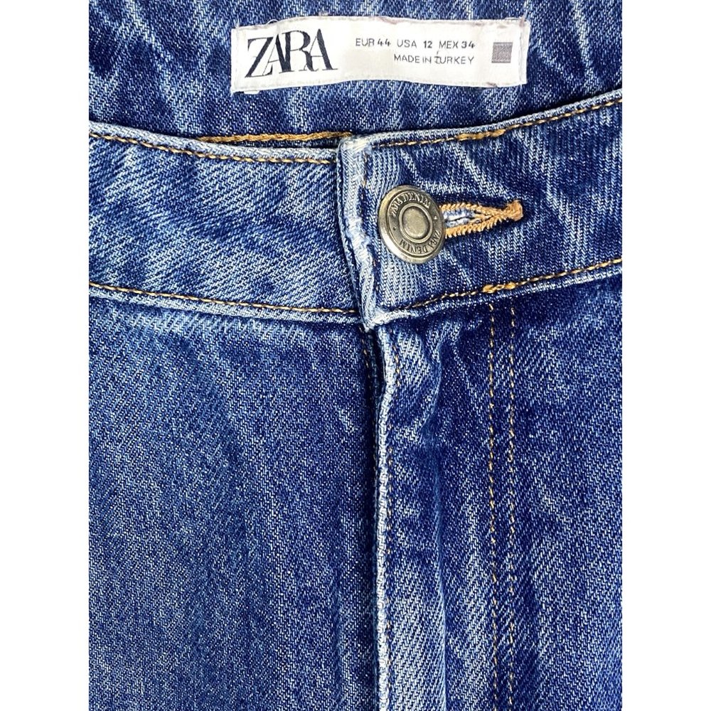 ZARA Straight Full Length Long Leg Jeans Button and Zip 5-Pocket 12 Blue #2017 - Picture 10 of 13